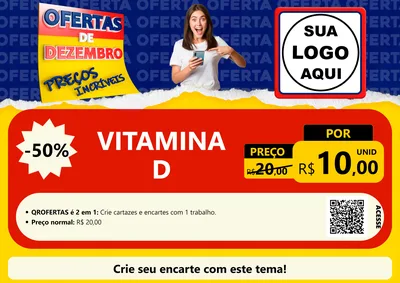 Modelo de Cartaz para Cartaz A4 Horizontal com o tema Ofertas de Dezembro - Preços Incríveis para Farmácia