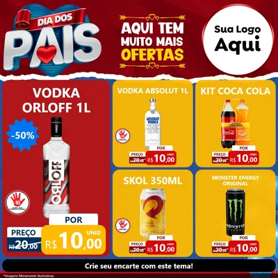 Modelo de Rede Social para Feed Facebook com o tema Dia dos Pais para Distribuidora de bebidas