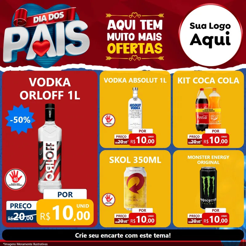 Modelo de Rede Social para Feed Facebook com o tema Dia dos Pais para Distribuidora de bebidas