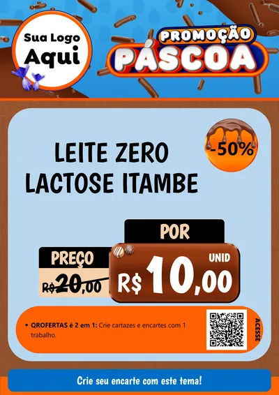 Modelo de Cartaz para Cartaz A4 Vertical com o tema Promoção Páscoa para Frios e Laticínios