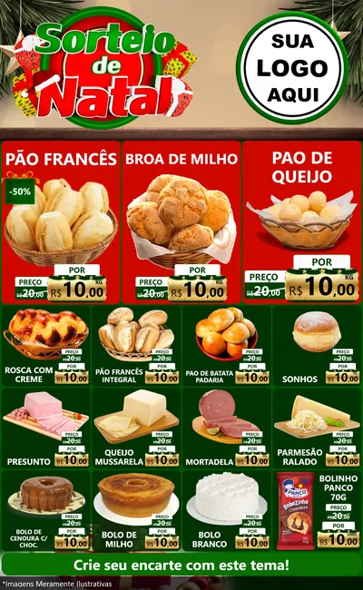 Modelo de Encarte para Encarte Grande com o tema Sorteio de Natal para Padaria