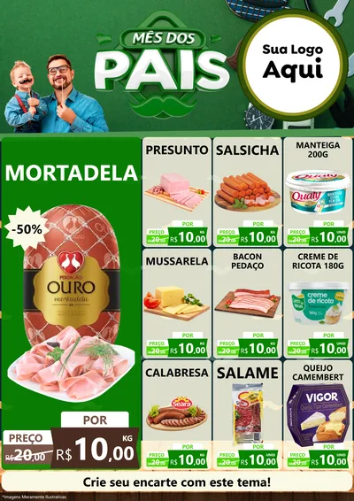 Modelo de Encarte para Encarte A4 Vertical com o tema Mês dos Pais para Frios e Laticínios