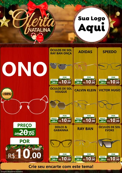 Modelo de Encarte para Encarte A4 Vertical com o tema Ofertas Natalina para Óticas