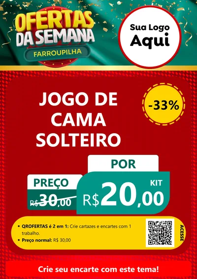 Modelo de Cartaz para Cartaz A4 Vertical com o tema Ofertas da Semana Farroupilha para Cama, Mesa e Banho