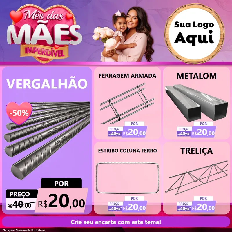 Modelo de Rede Social para Feed Facebook com o tema Mês das Mães Imperdível para Ferragens