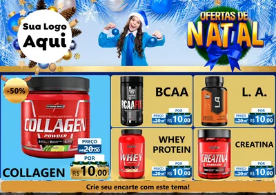 Modelo de Encarte para Encarte A4 Horizontal com o tema Ofertas de Natal para Suplementos alimentares
