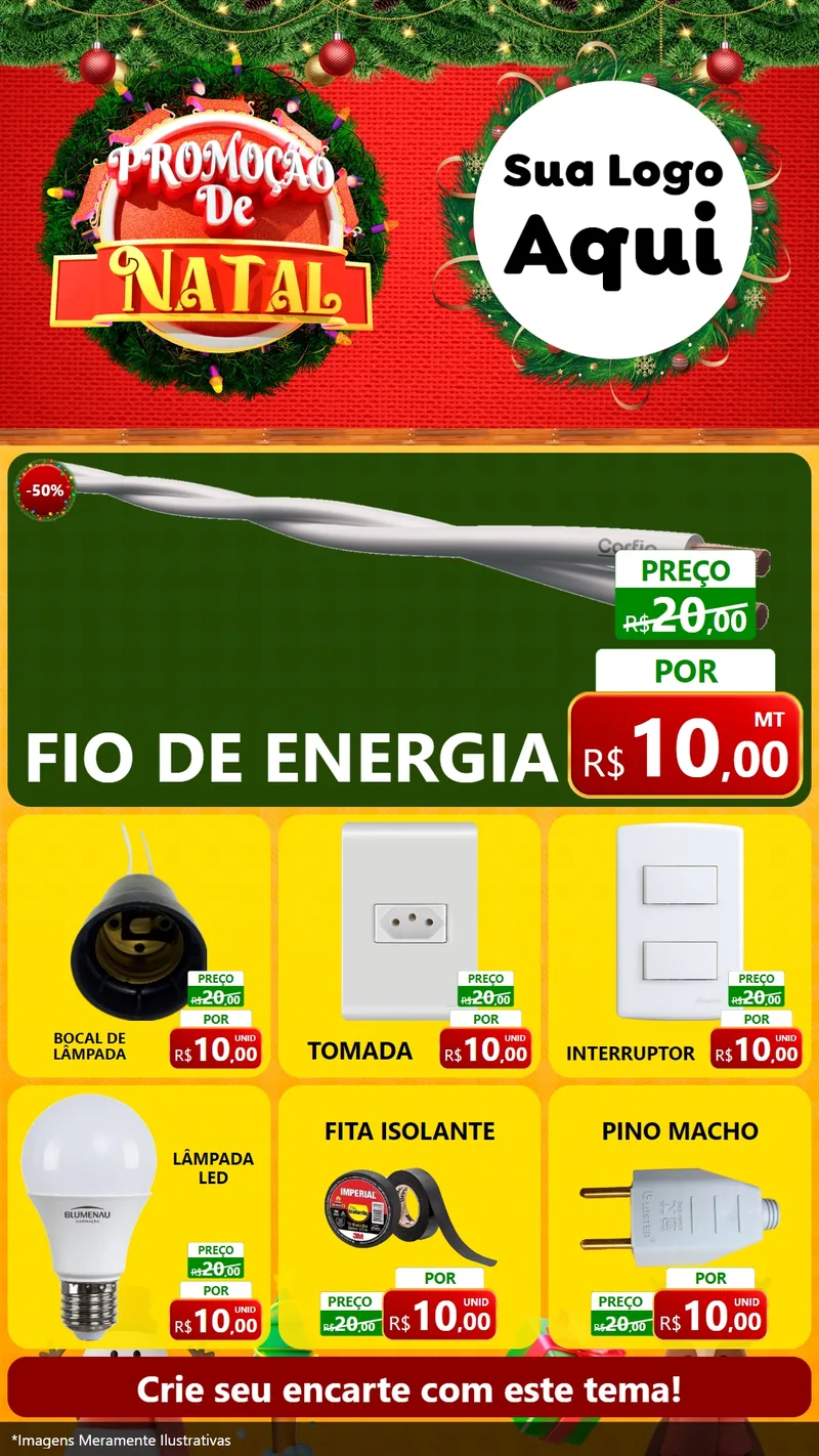 Modelo de Rede Social para Stories com o tema Promoção de Natal para Materiais Elétricos