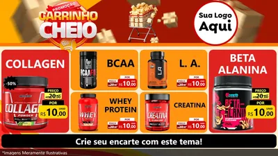 Modelo de TV para TV Horizontal com o tema Promoção carrinho cheio para Suplementos alimentares