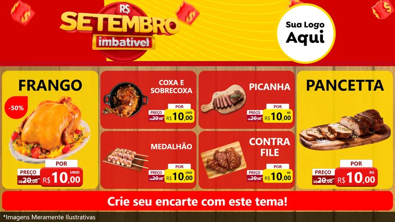 Modelo de TV para TV Horizontal com o tema Setembro Imbatível para Assados
