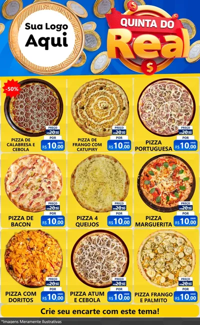 Modelo de Encarte para Encarte Grande com o tema Quinta do Real para Pizzaria