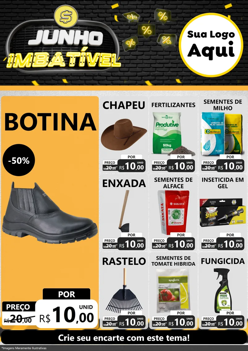 Modelo de Encarte para Encarte A4 Vertical com o tema Junho Imbatível para Agropecuária