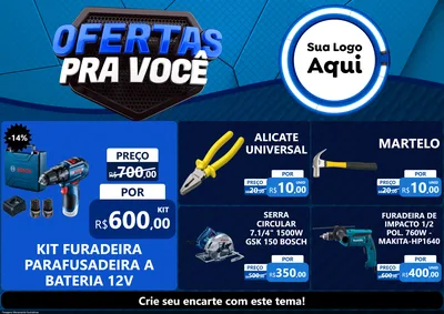 Modelo de Encarte para Encarte A4 Horizontal com o tema Ofertas Para Você - Auto e Motopeças para Maquinas e Ferramentas