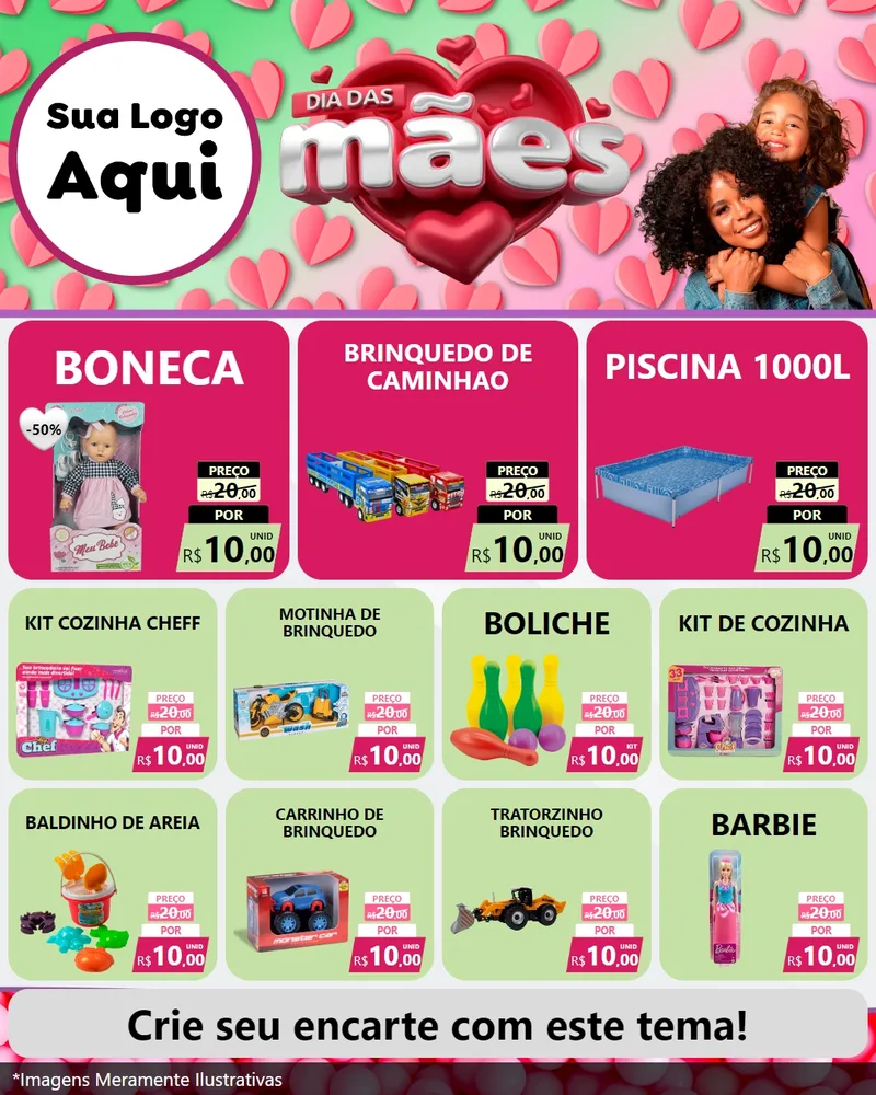 Modelo de Rede Social para Feed Instagram com o tema Dia das Mães para Brinquedos