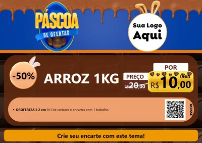 Modelo de Cartaz para Cartaz A4 Horizontal com o tema Páscoa de Ofertas para Supermercado