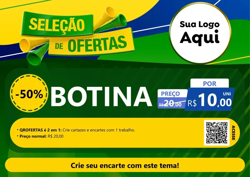 Modelo de Cartaz para Cartaz A4 Horizontal com o tema Seleção de Ofertas - Copa para Agropecuária