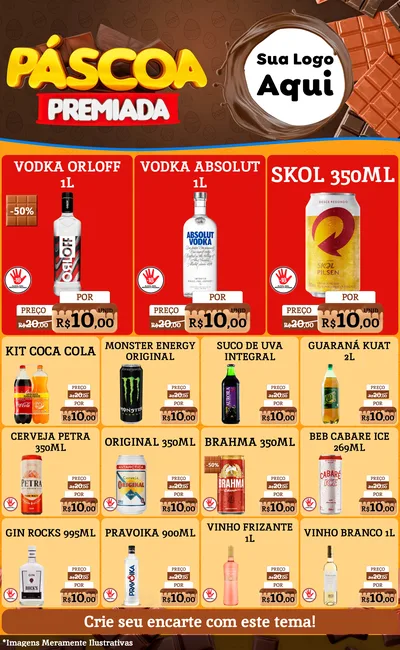 Modelo de Encarte para Encarte Grande com o tema Páscoa Premiada para Distribuidora de bebidas