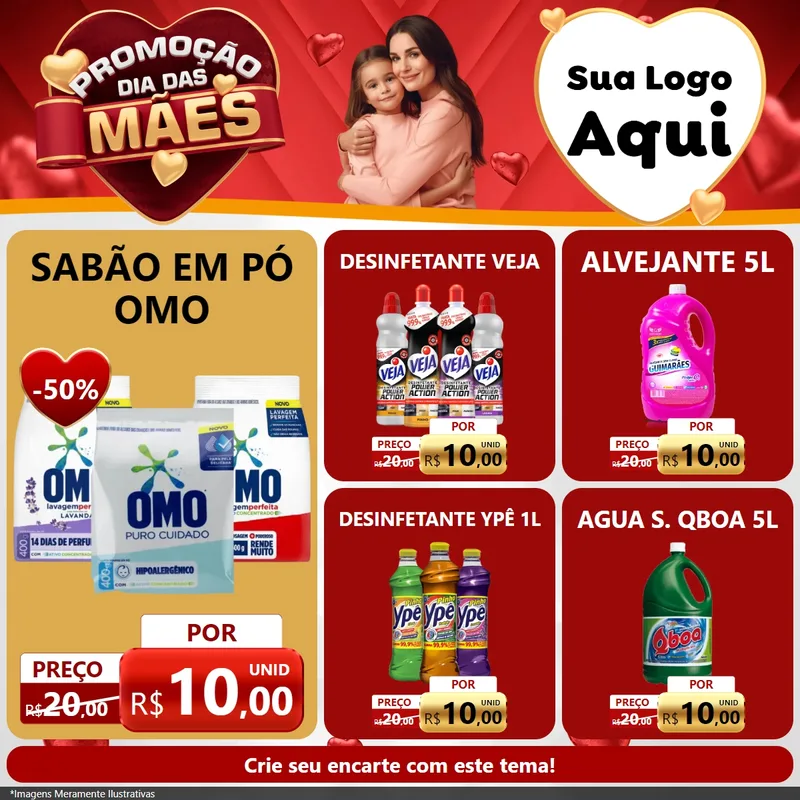 Modelo de Rede Social para Feed Facebook com o tema Promoção Dia das Mães para Produtos de Limpeza