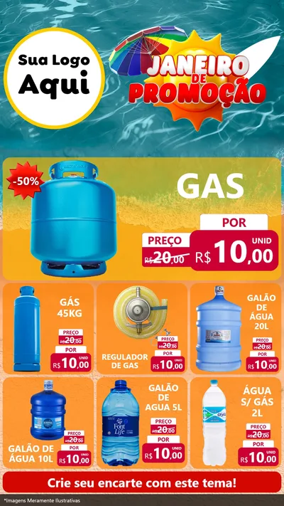 Modelo de Rede Social para Stories com o tema Janeiro de Promoção para Água e gás