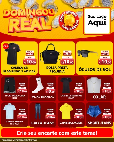 Modelo de Rede Social para Feed Instagram com o tema Domingou do Real para Roupas e acessórios
