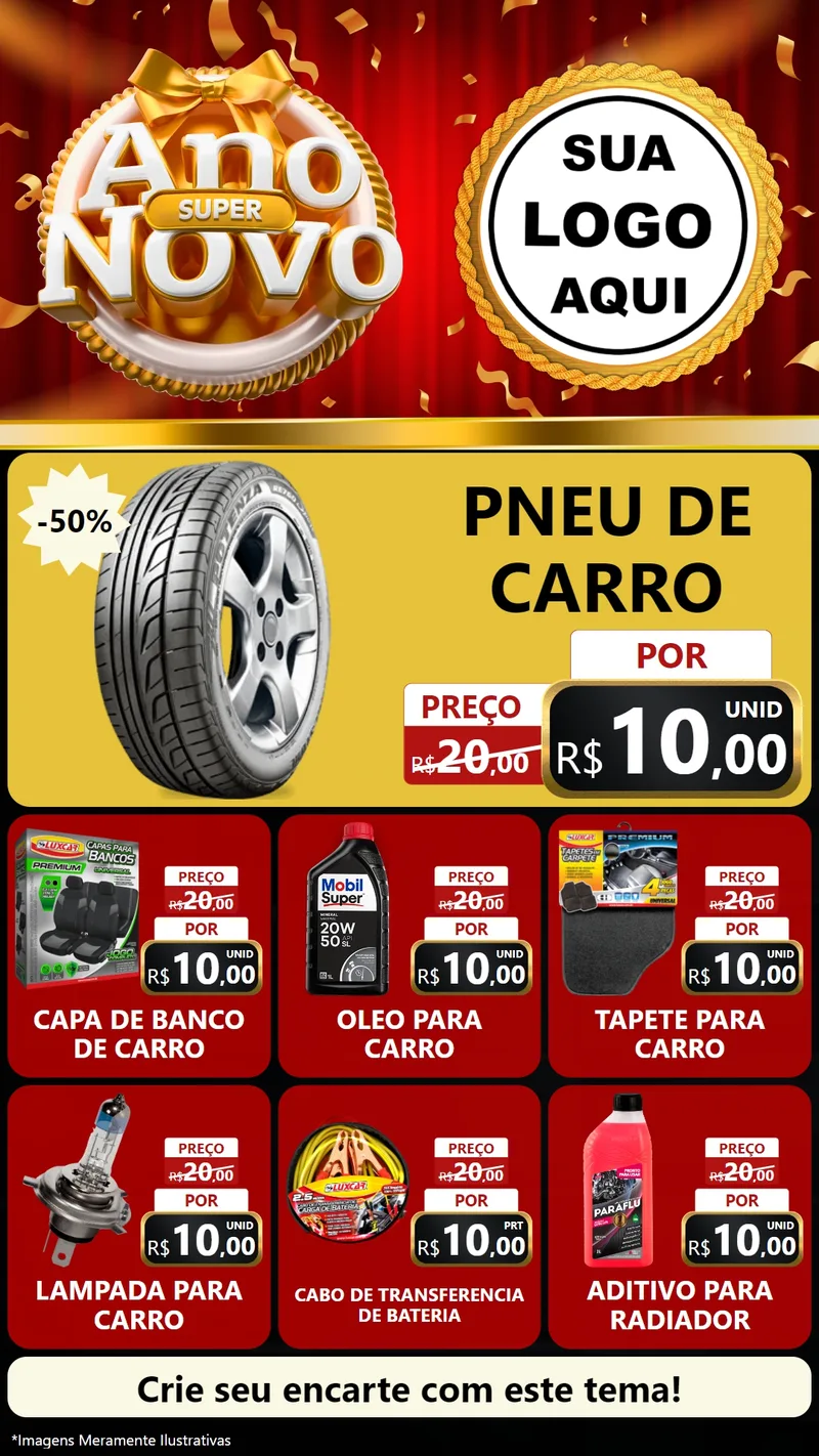 Modelo de Rede Social para Stories com o tema Super Ano Novo para Auto peças