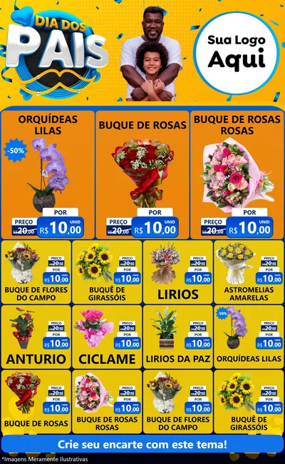 Modelo de Encarte para Encarte Grande com o tema Dia dos Pais para Floricultura e jardim