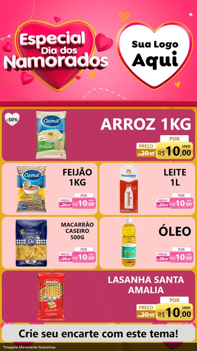 Modelo de TV para TV Vertical com o tema Especial Dia dos Namorados para Supermercado