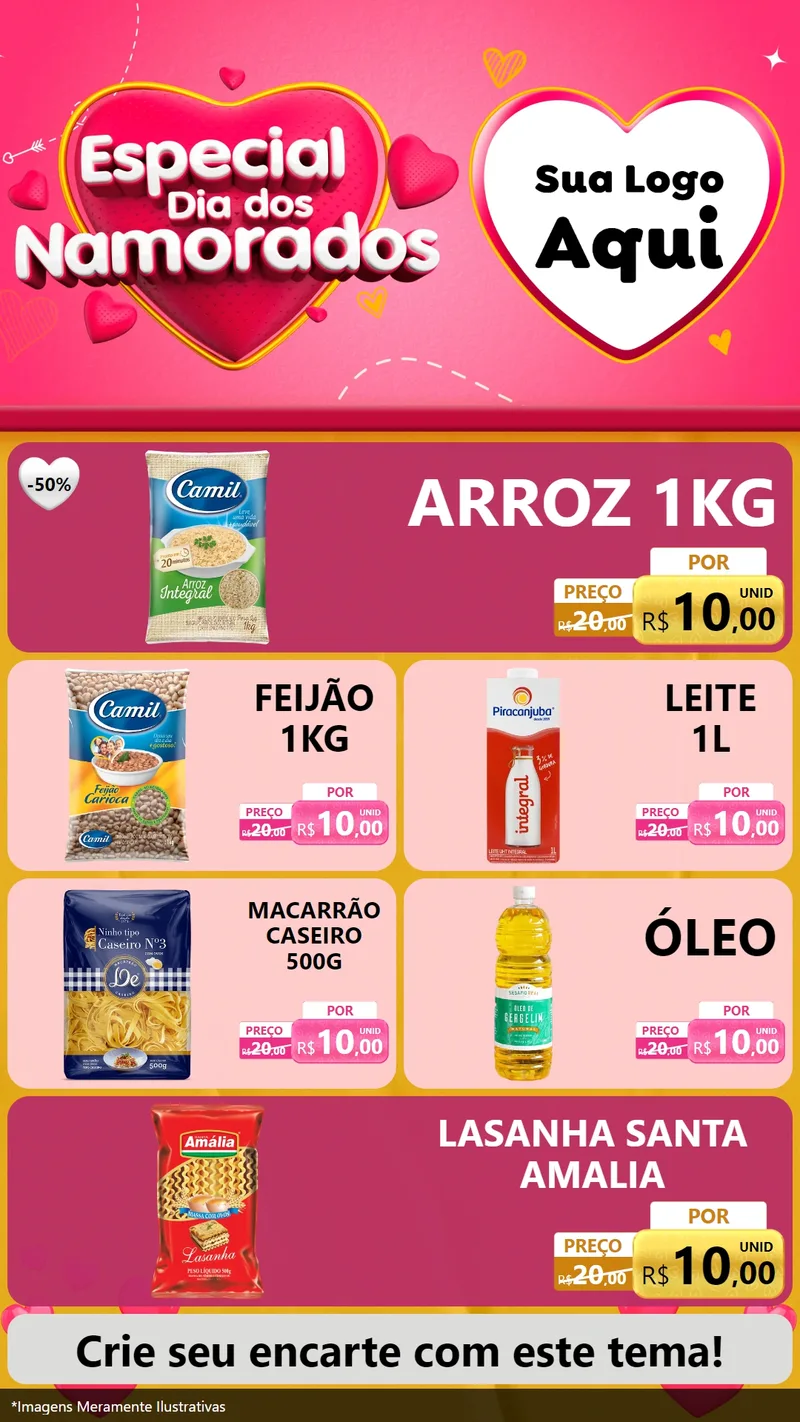 Modelo de TV para TV Vertical com o tema Especial Dia dos Namorados para Supermercado
