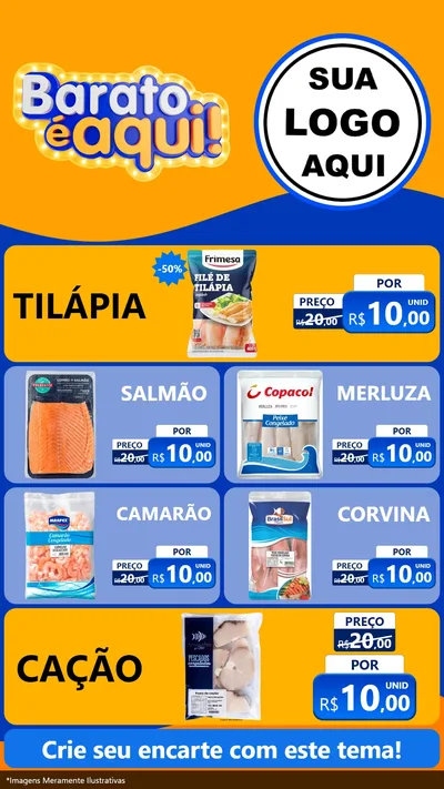 Modelo de TV para TV Vertical com o tema Barato é aqui para Peixaria