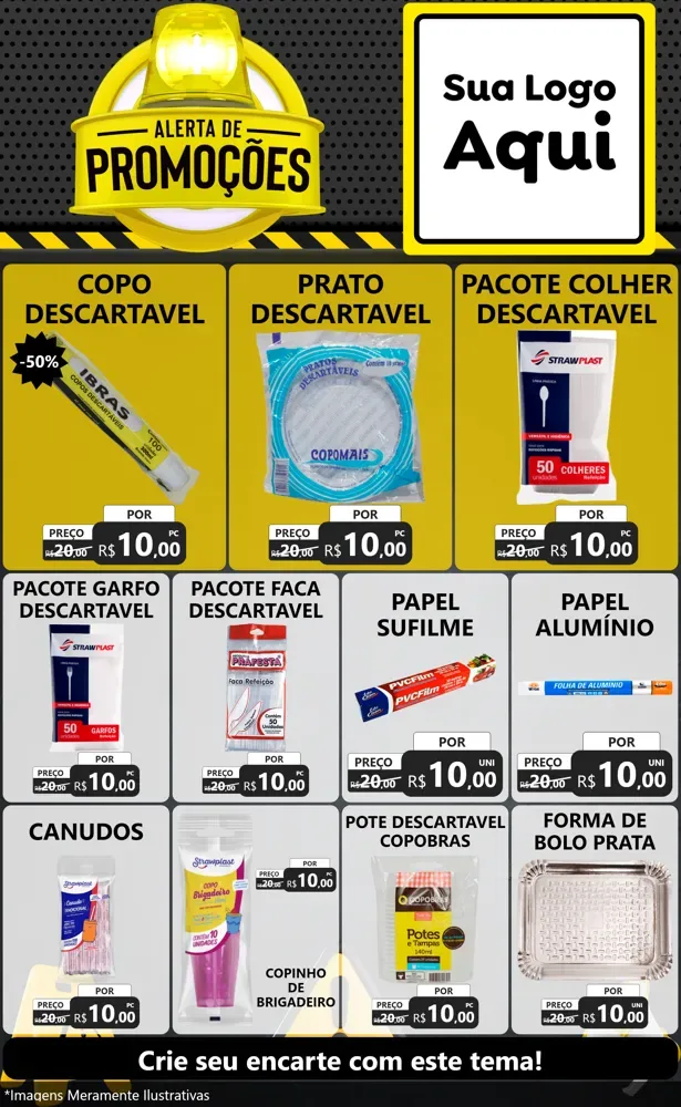Modelo de Encarte para Encarte Grande com o tema Alerta de Promoções para Embalagens