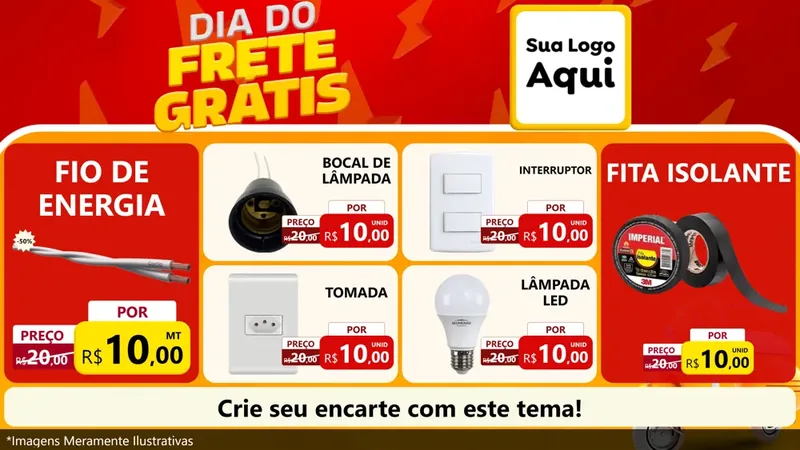Modelo de TV para TV Horizontal com o tema Dia do Frete Grátis para Materiais Elétricos