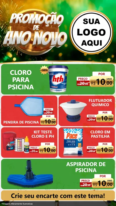 Modelo de TV para TV Vertical com o tema Promoção de Ano Novo para Produtos para Piscina