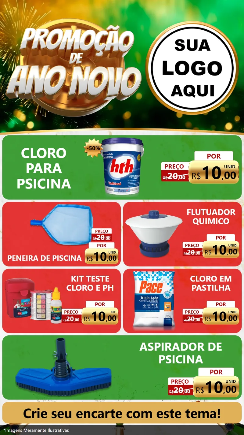 Modelo de TV para TV Vertical com o tema Promoção de Ano Novo para Produtos para Piscina