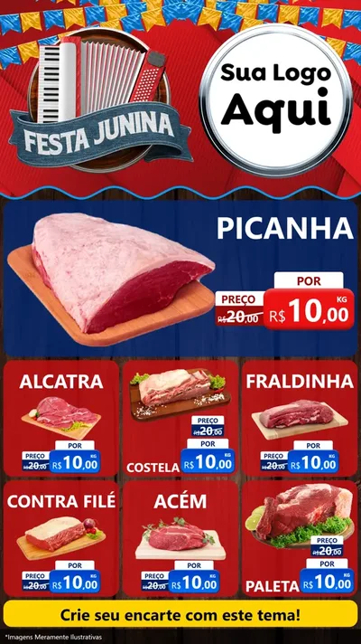 Modelo de Rede Social para Stories com o tema Festa Junina para Açougue