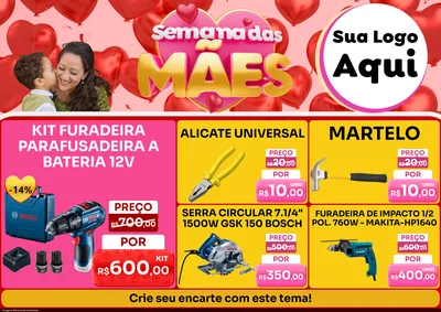 Modelo de Encarte para Encarte A4 Horizontal com o tema Semana Das Mães para Maquinas e Ferramentas