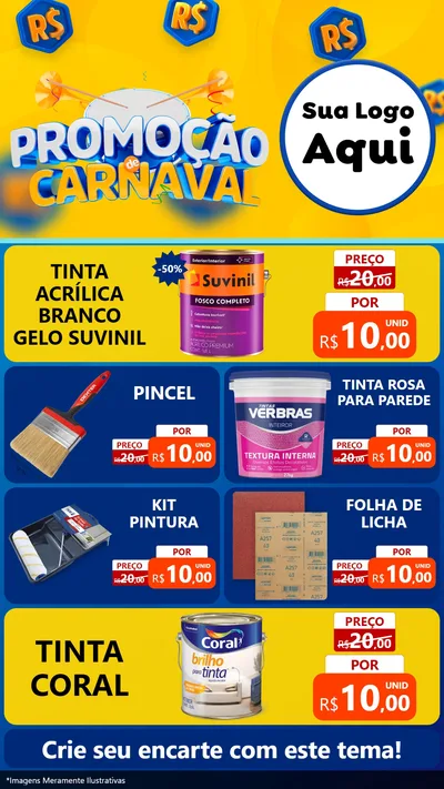 Modelo de TV para TV Vertical com o tema Promoção de Carnaval para Tintas e Ferramentas