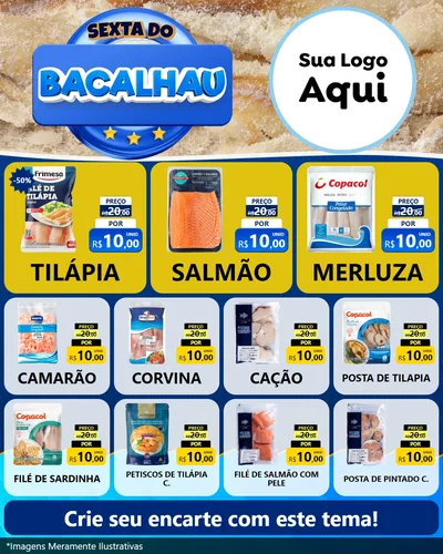 Modelo de Rede Social para Feed Instagram com o tema Sexta do Bacalhau para Peixaria
