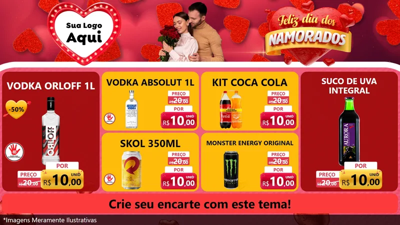 Modelo de TV para TV Horizontal com o tema Feliz Dia Dos Namorados para Distribuidora de bebidas