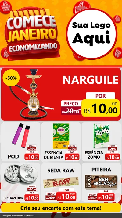 Modelo de Rede Social para Stories com o tema Comece Janeiro Economizando para Tabacaria