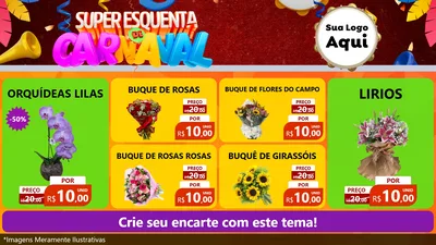 Modelo de TV para TV Horizontal com o tema Super Esquenta de Carnaval para Floricultura e jardim