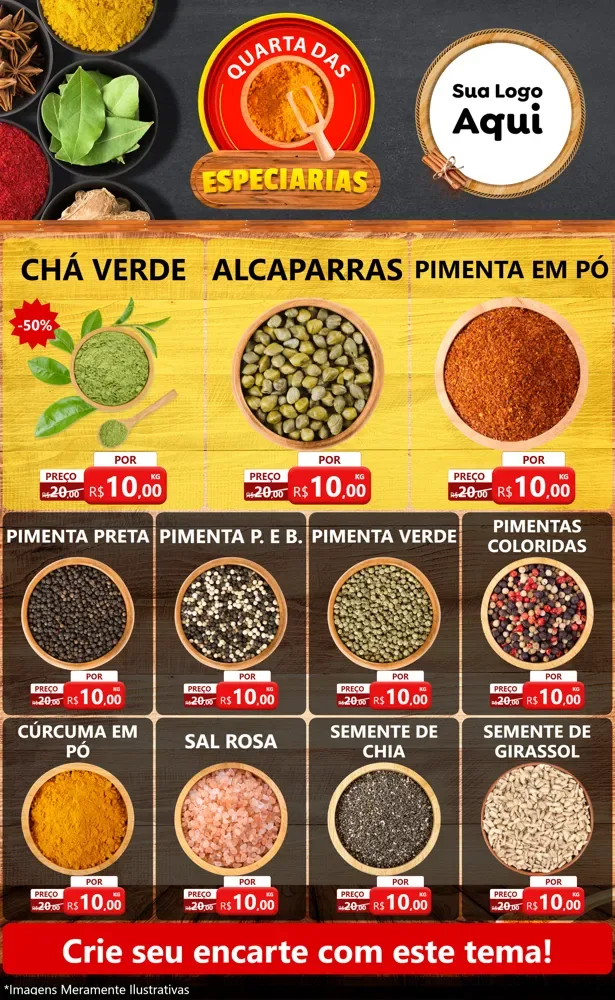Modelo de Encarte para Encarte Grande com o tema Quarta das Especiarias para Produtos Naturais