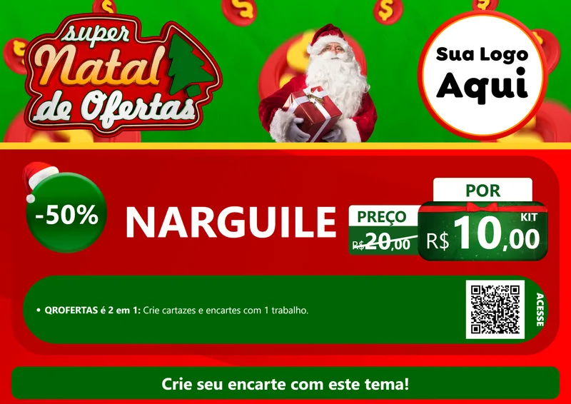 Modelo de Cartaz para Cartaz A4 Horizontal com o tema Super Natal de Ofertas para Tabacaria