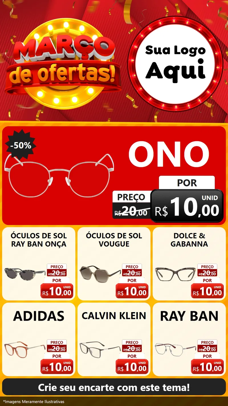 Modelo de Rede Social para Stories com o tema Março de Ofertas! para Óticas