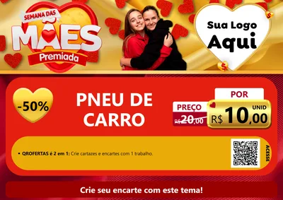 Modelo de Cartaz para Cartaz A4 Horizontal com o tema Semana das Mães Premiada para Auto peças