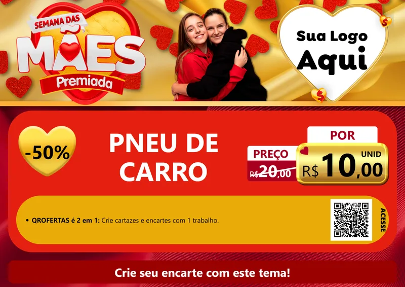 Modelo de Cartaz para Cartaz A4 Horizontal com o tema Semana das Mães Premiada para Auto peças