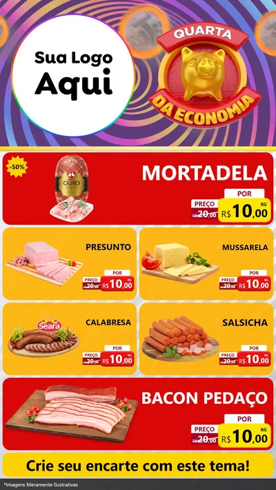 Modelo de TV para TV Vertical com o tema Quarta da Economia para Frios e Laticínios