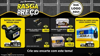 Modelo de TV para TV Horizontal com o tema Fim de Semana Rasga Preço para Baterias Elétricas