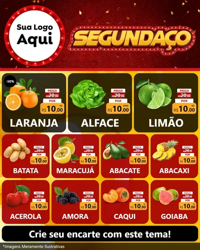 Modelo de Rede Social para Feed Instagram com o tema Segundaço para Hortifrúti