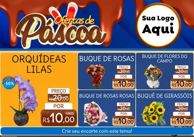 Modelo de Encarte para Encarte A4 Horizontal com o tema Ofertas de Páscoa para Floricultura e jardim