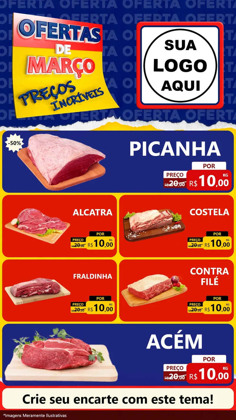 Modelo de TV para TV Vertical com o tema Ofertas de Março - Preços Incríveis para Açougue