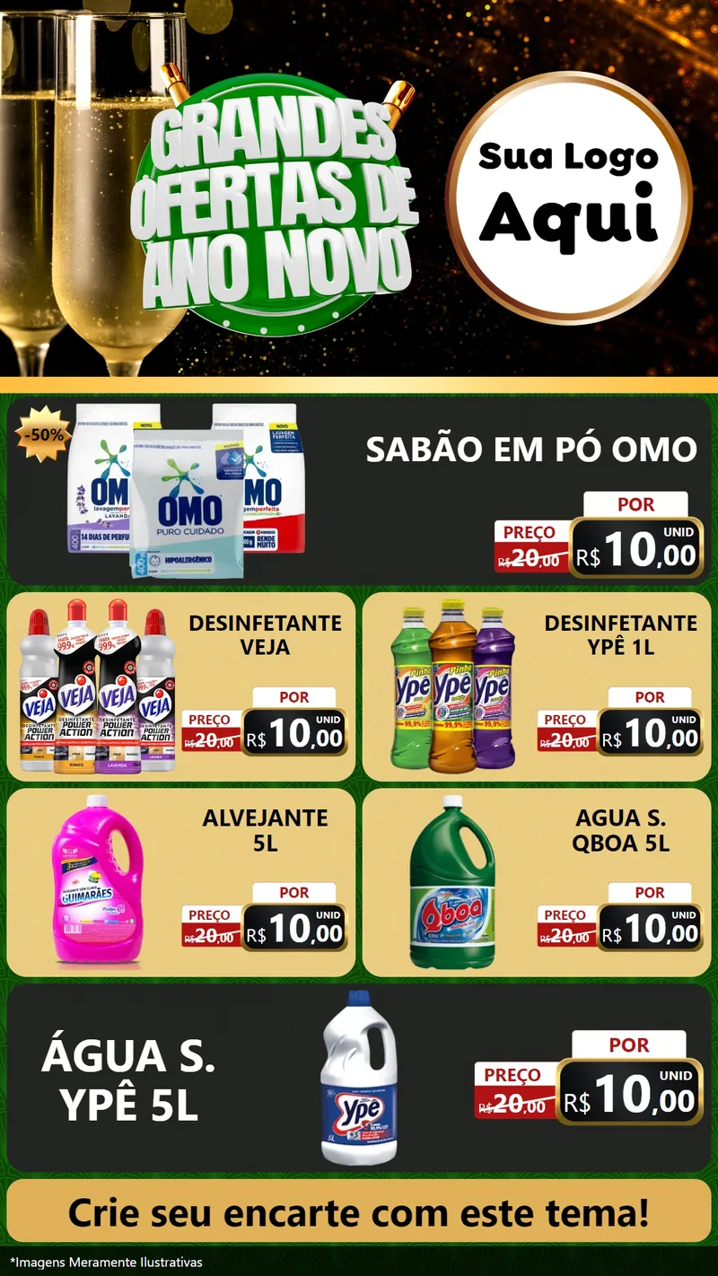 Modelo de TV para TV Vertical com o tema Grandes Ofertas de Ano Novo para Produtos de Limpeza